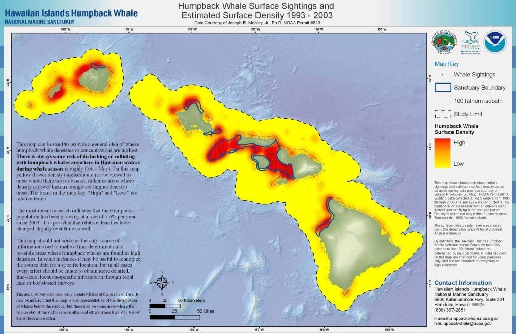 Hiumpback whale distribution in Hawaiian waters